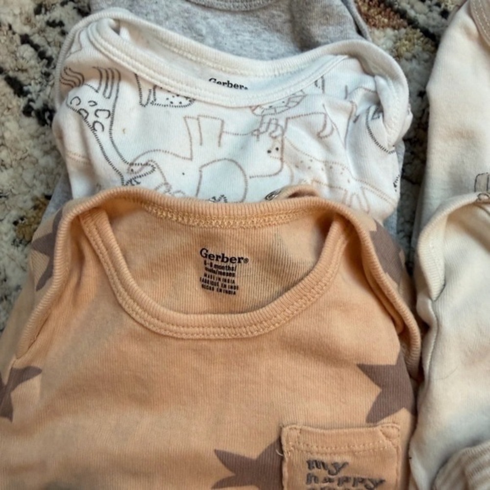 Gerber Baby Bodysuits - Cream, Tan, Blue - Picture 3 of 6